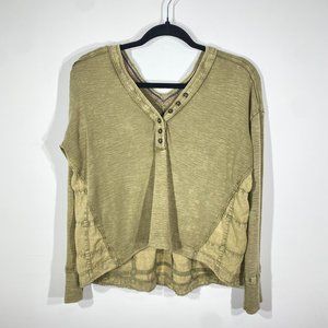 Anthropology Pilcro Long Sleeve Oversized Patchwork Tee Shirt, Size XS